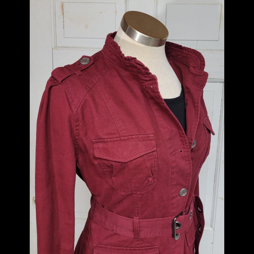 Converse Burgundy military belted jacket